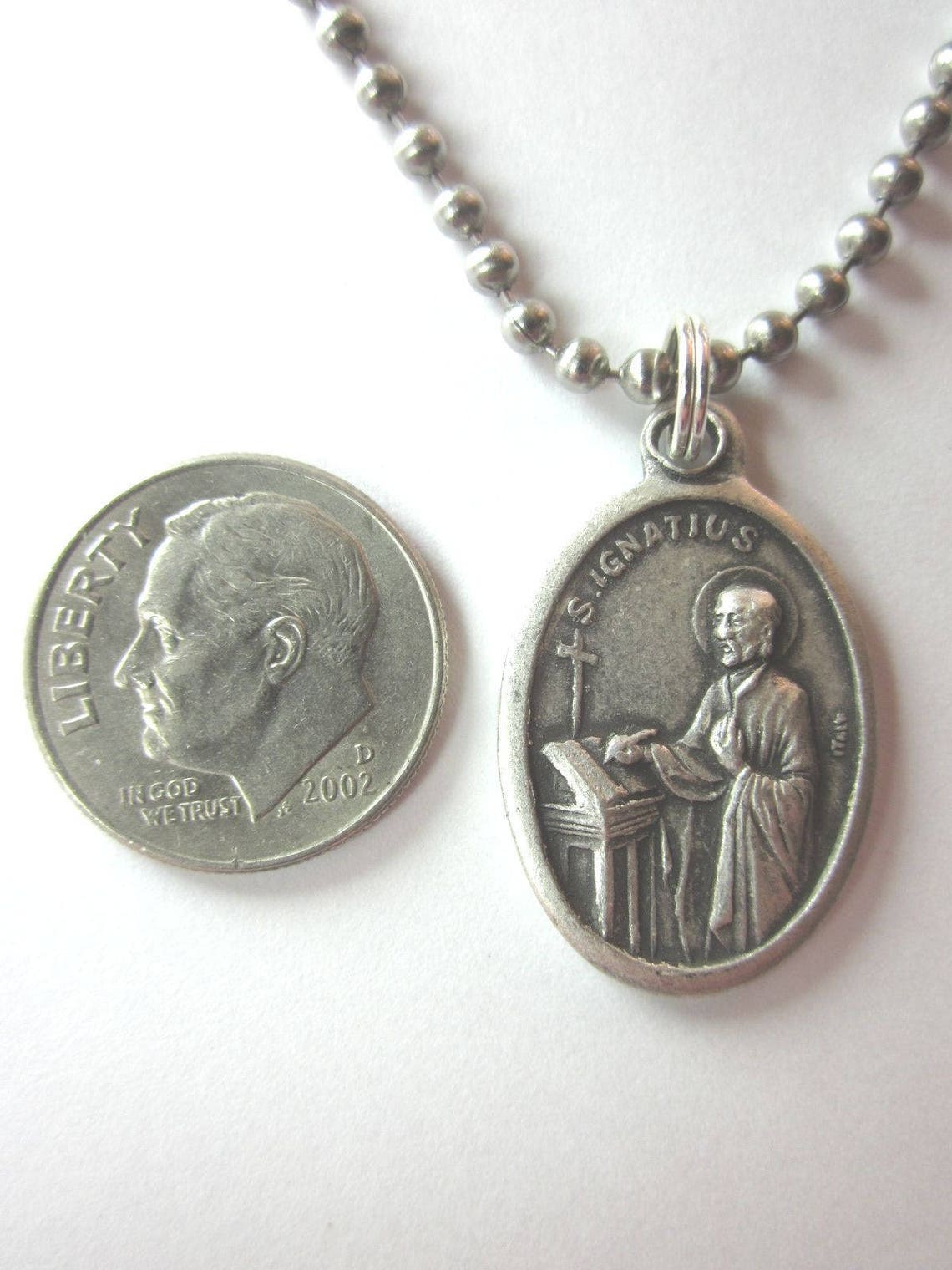 St Ignatius of Loyola Medal Pendant Necklace 24" Ball Chain Gift Box ...