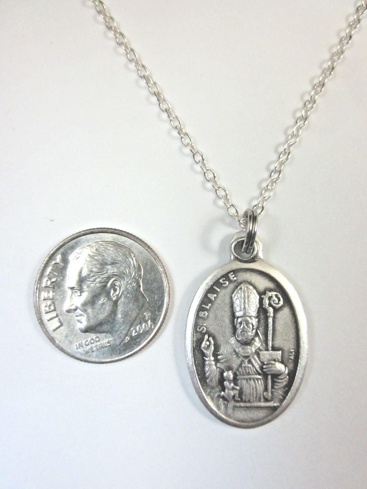 St Blaise Medal Italy Pendant Necklace Ladies 20" Chain Gift Box ...