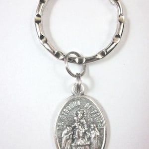 Our Lady of Pompei Medal Italy Key Ring Gift Box & Prayer Card