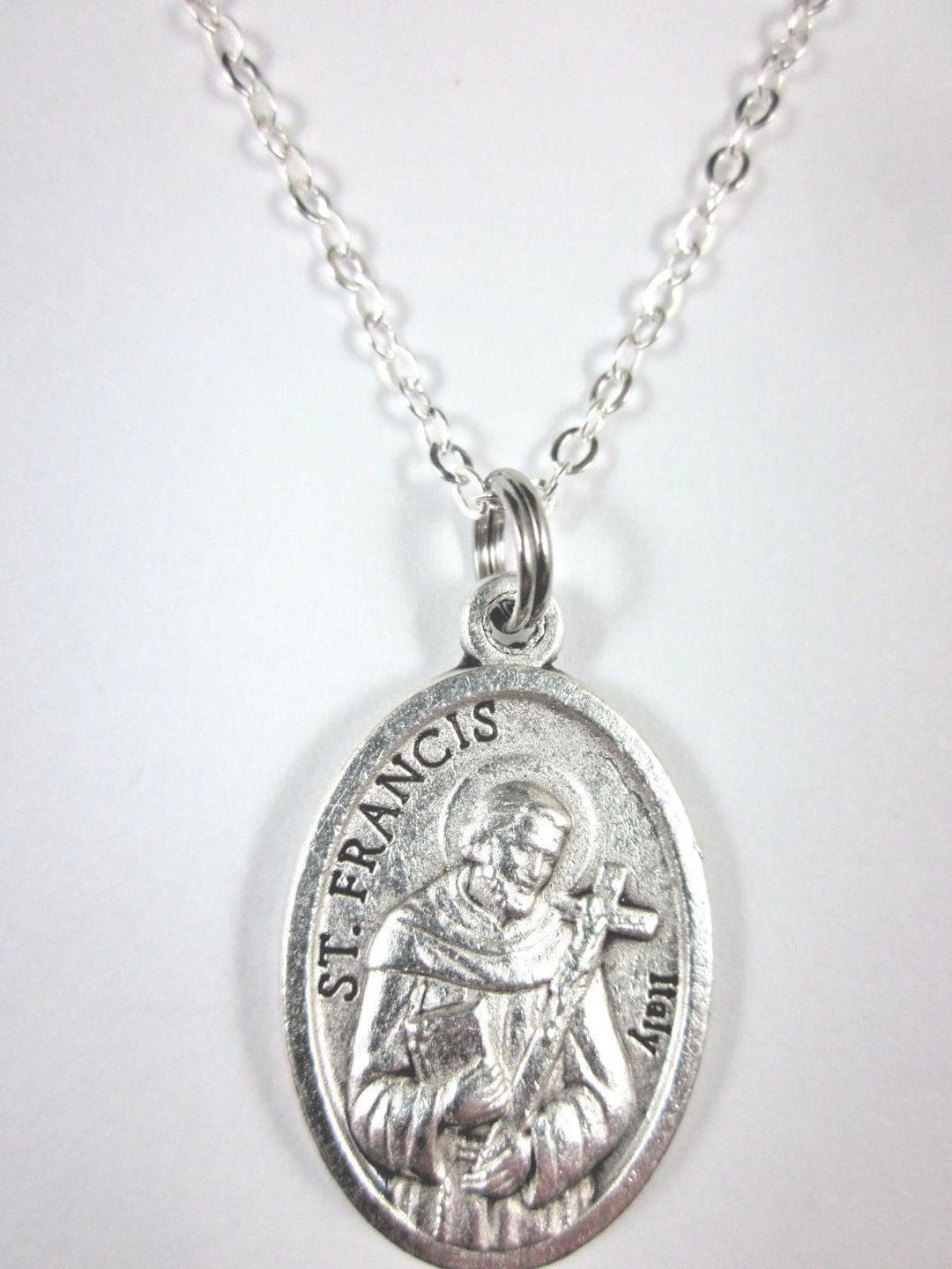 St Francis / St Clare of Assisi Medal Italy Pendant Necklace Ladies 20 ...