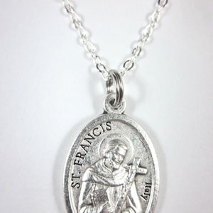 St Francis / St Clare of Assisi Medal Italy Pendant Necklace Ladies 20 ...