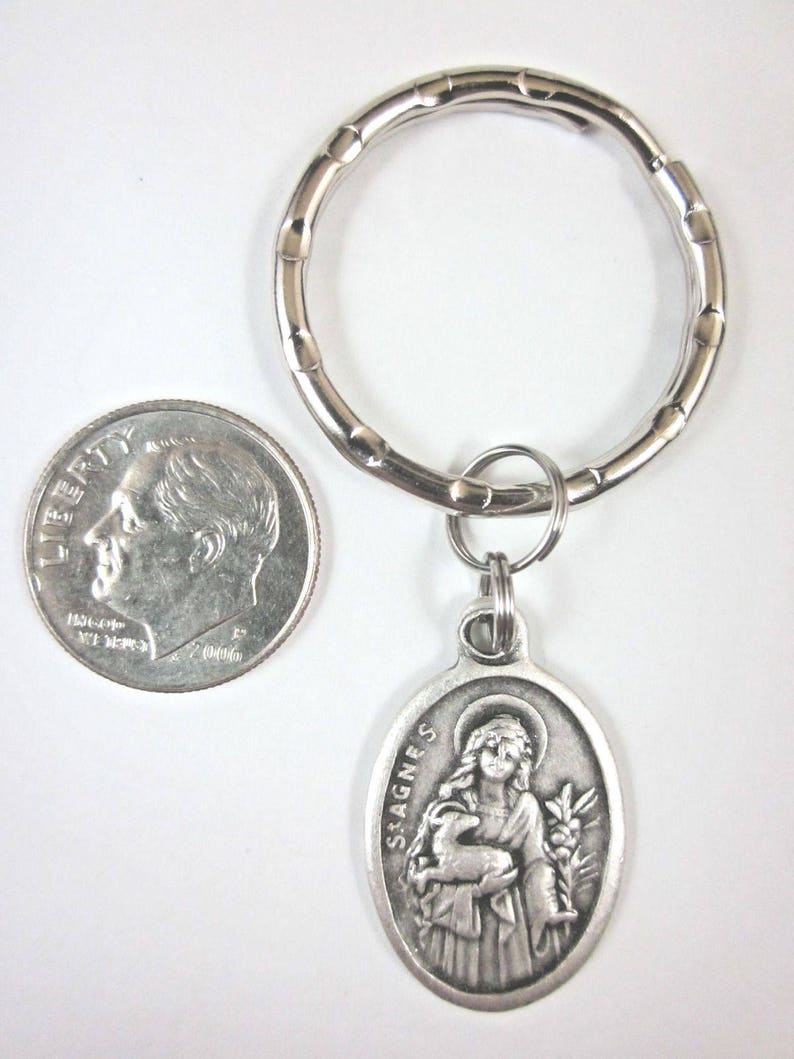 St Agnes of Rome Medal Italy Key Ring W/ Gift Box & Prayer Card - Etsy