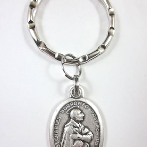 Médaille de Saint Charles Borromée Italie Porte-clés Boîte cadeau et carte de prière