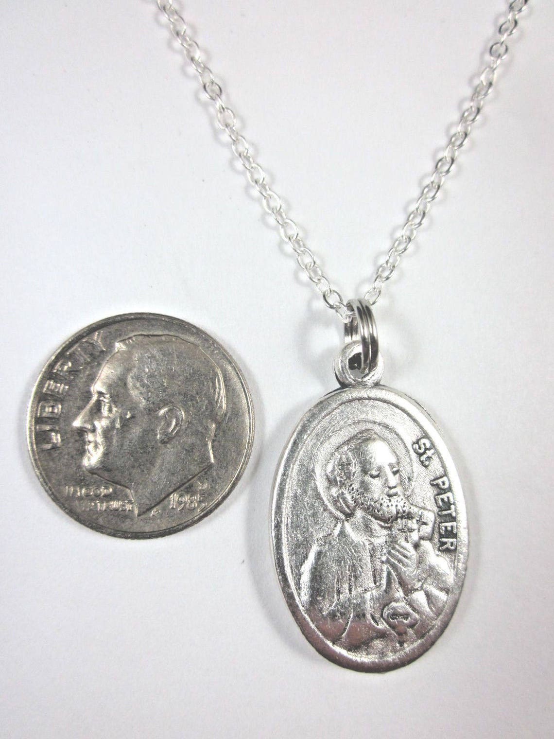 St Peter / St Paul Medal Italy Pendant Necklace Ladies 20" Chain Gift ...