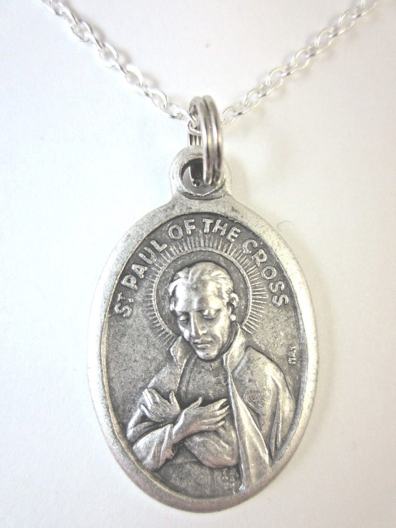 St Paul of the Cross Medal Italy Pendant Necklace Ladies 20" Chain W ...