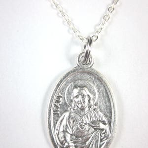Sacred Heart / OLO Mt Carmel Scapular Medal Pendant Ladies 20&quot; Chain Gift Box & Prayer Card