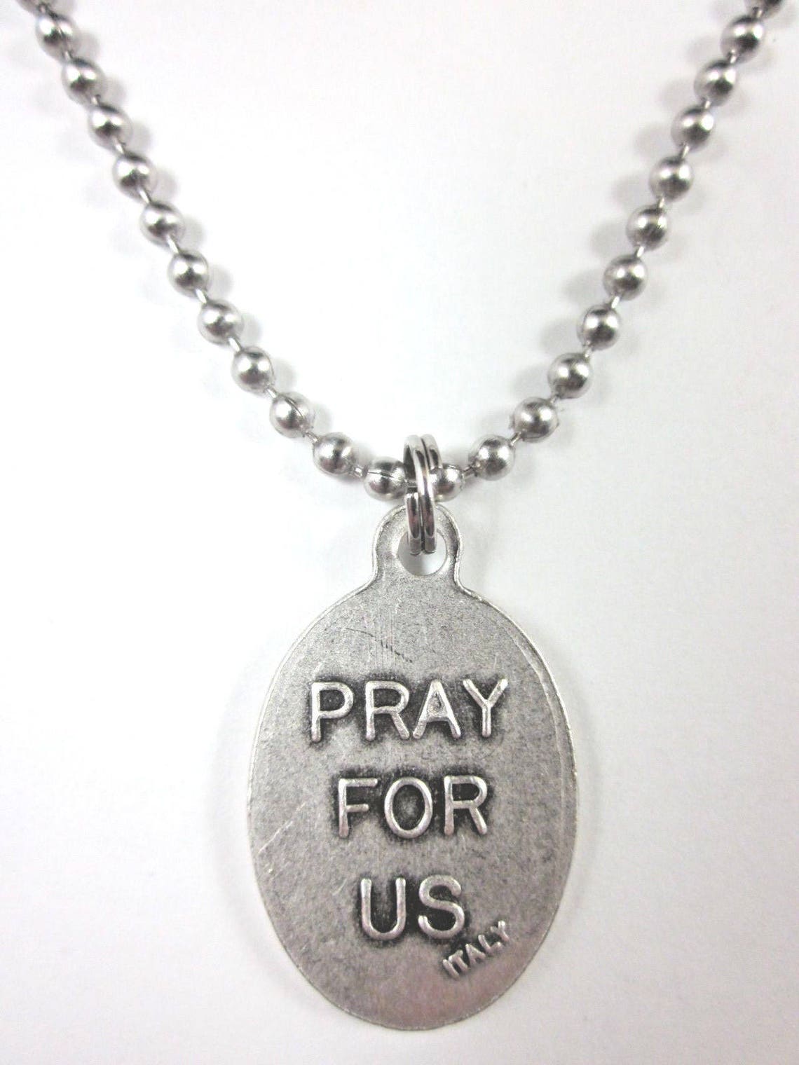 St Clare of Assisi Medal Italy Pendant Necklace 24" Ball Chain Gift Box ...