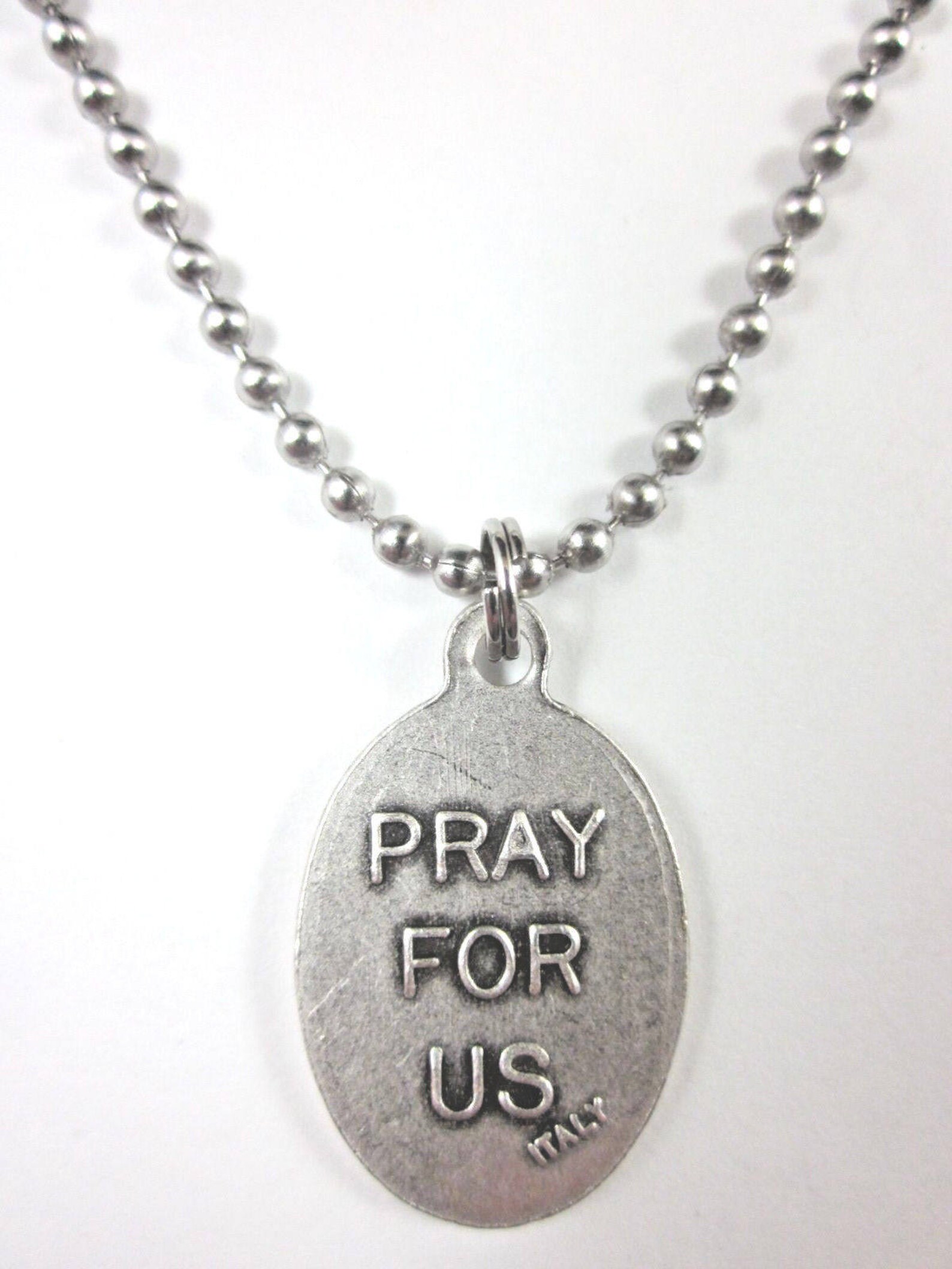 St Clare of Assisi Medal Italy Pendant Necklace 24" Ball Chain Gift Box ...
