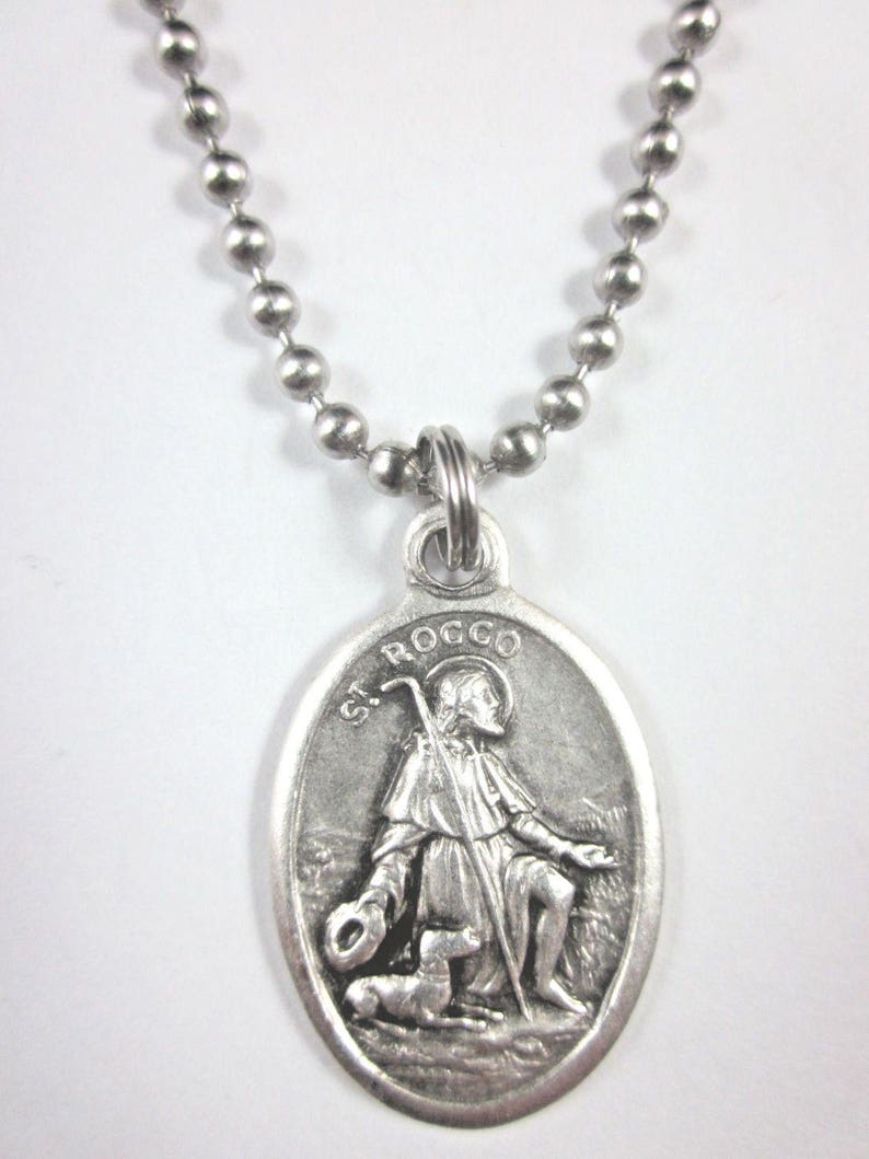 St Rocco ( Rock Roch ) Medal Italy Pendant 24" Ball Chain Gift Box ...