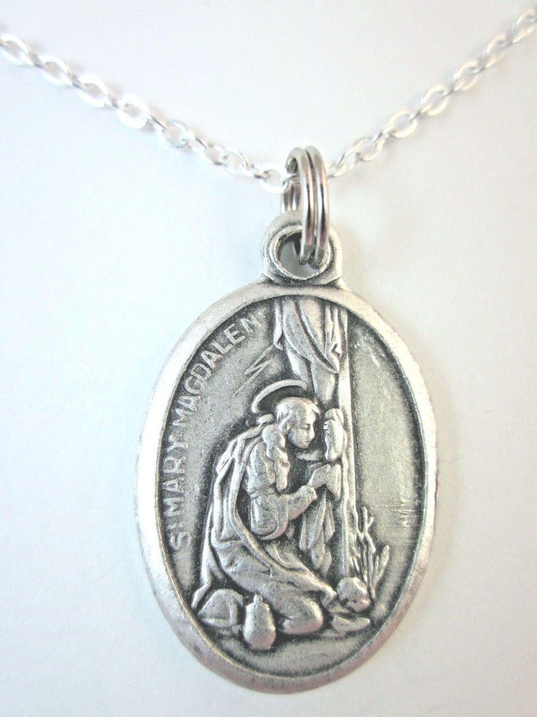 St Mary Magdalen Medal Italy Pendant Necklace Ladies 20" Chain Gift Box ...