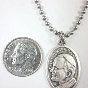 St John Paul II Medal Pendant Necklace 24" Ball Chain Gift Box & Prayer ...