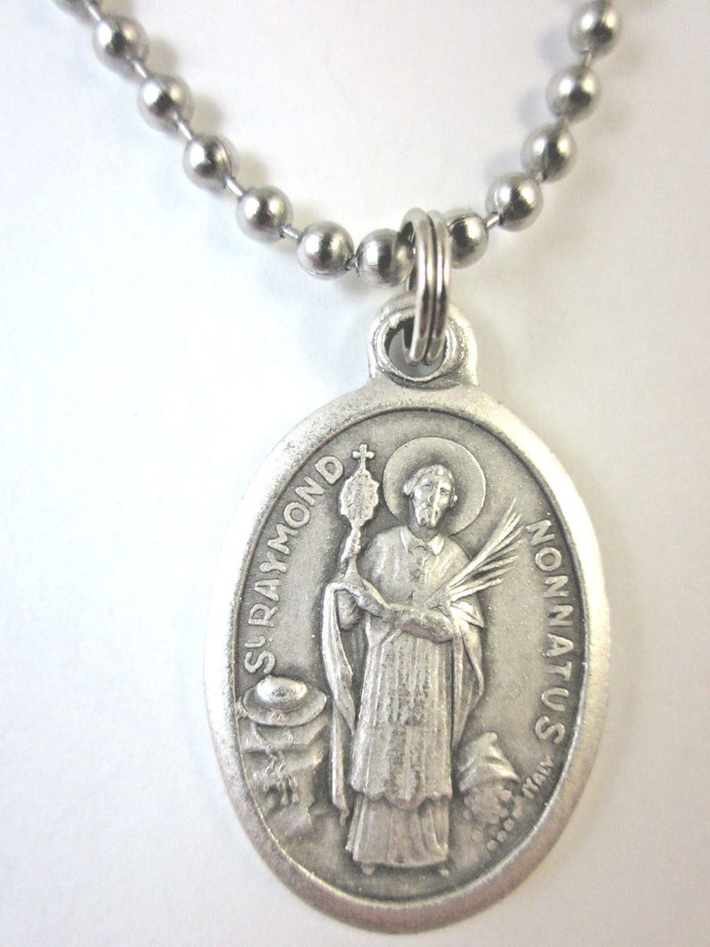 St Raymond Nonnatus Medal Pendant Necklace 24 Ball Chain Etsy