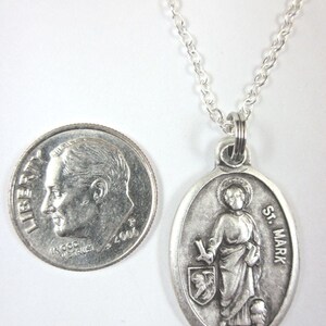 St Mark Medal Italy Pendant Necklace Ladies 20" Chain Gift Box & Prayer ...