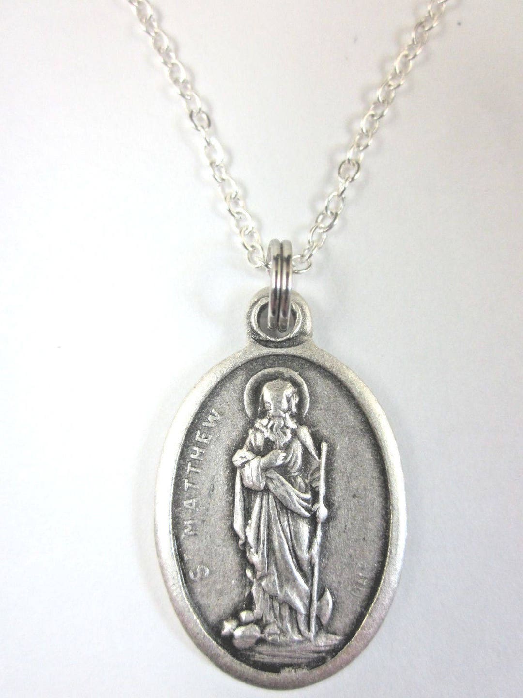 St Matthew Medal Italy Pendant Necklace Ladies 20" Chain Gift Box ...