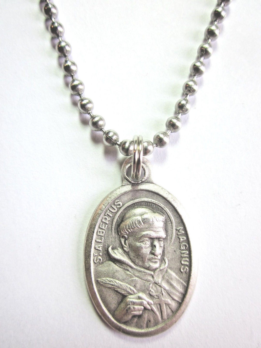 St Albert the Great Medal Italy Pendant Necklace 24" Ball Chain Gift ...