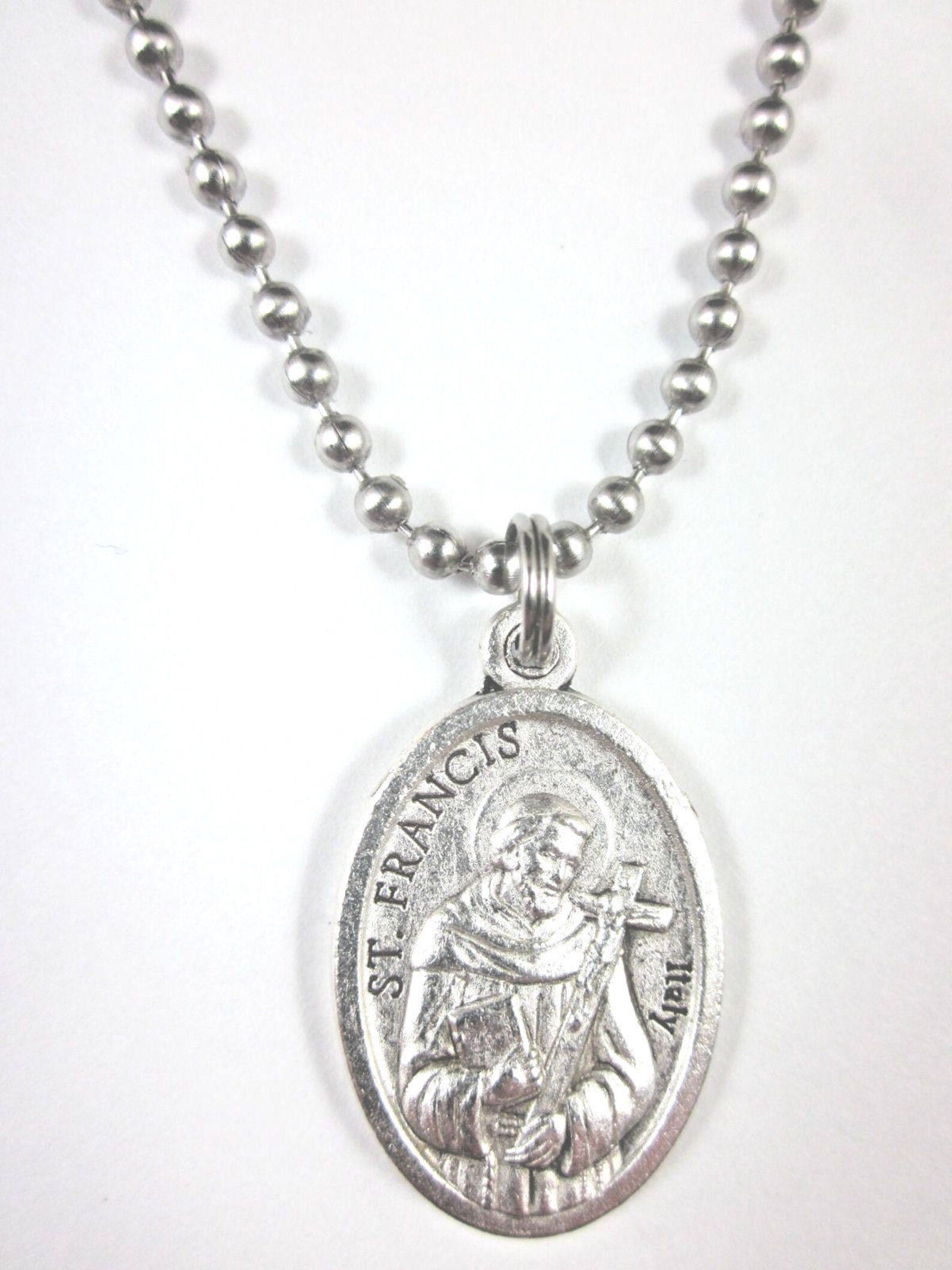 St. Hubert Medal Pendant On 24 Ball Chain - Italy Design With Gift Box & Prayer Card