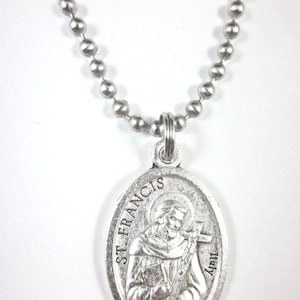 St Francis /st Clare of Assisi Medal Italy Pendant Necklace 24" Ball ...