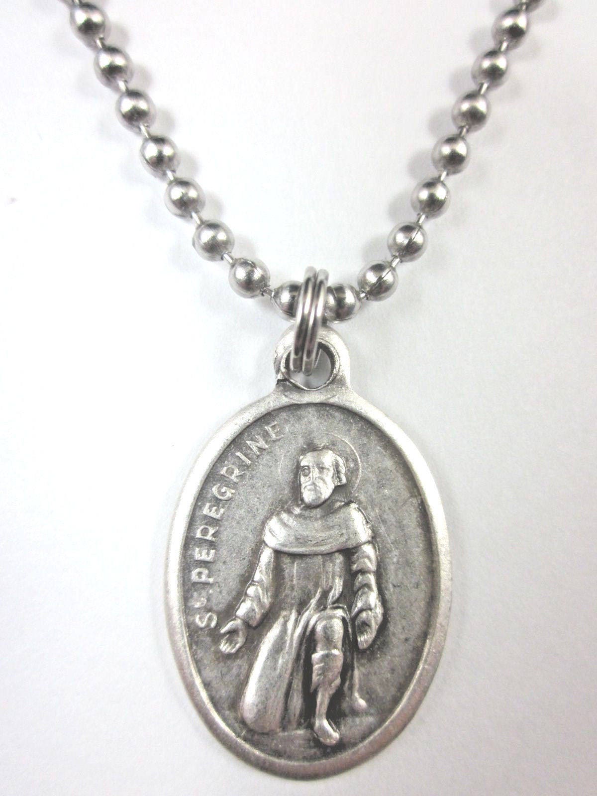 St Peregrine Medal Italy Pendant Necklace 24" Ball Chain Gift Box ...