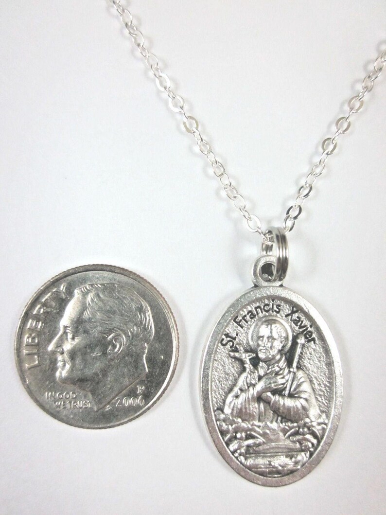 St Francis Xavier Medal Italy Pendant Necklace Ladies 20" Chain Gift ...