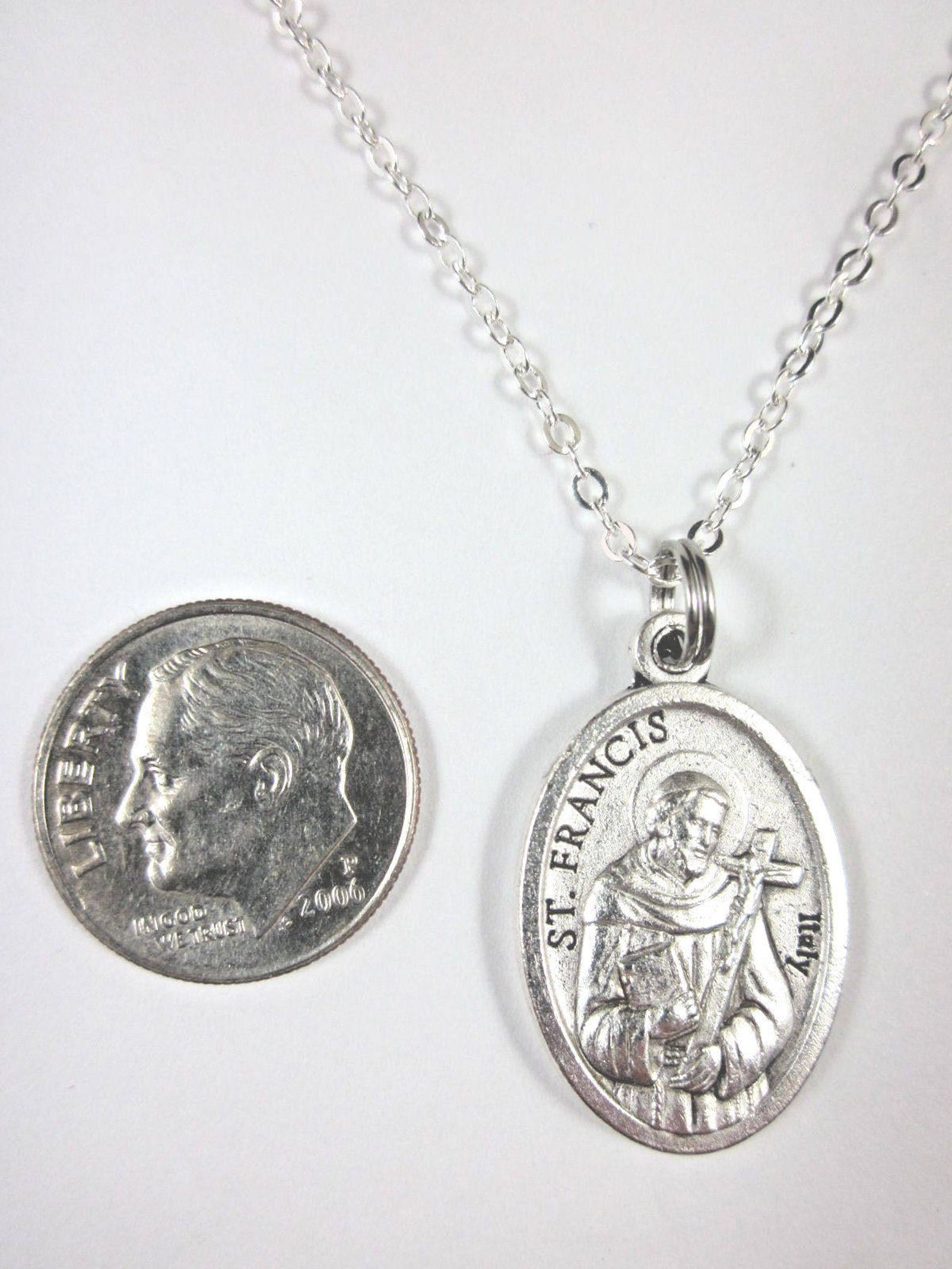 St Francis / St Clare of Assisi Medal Italy Pendant Necklace Ladies 20 ...