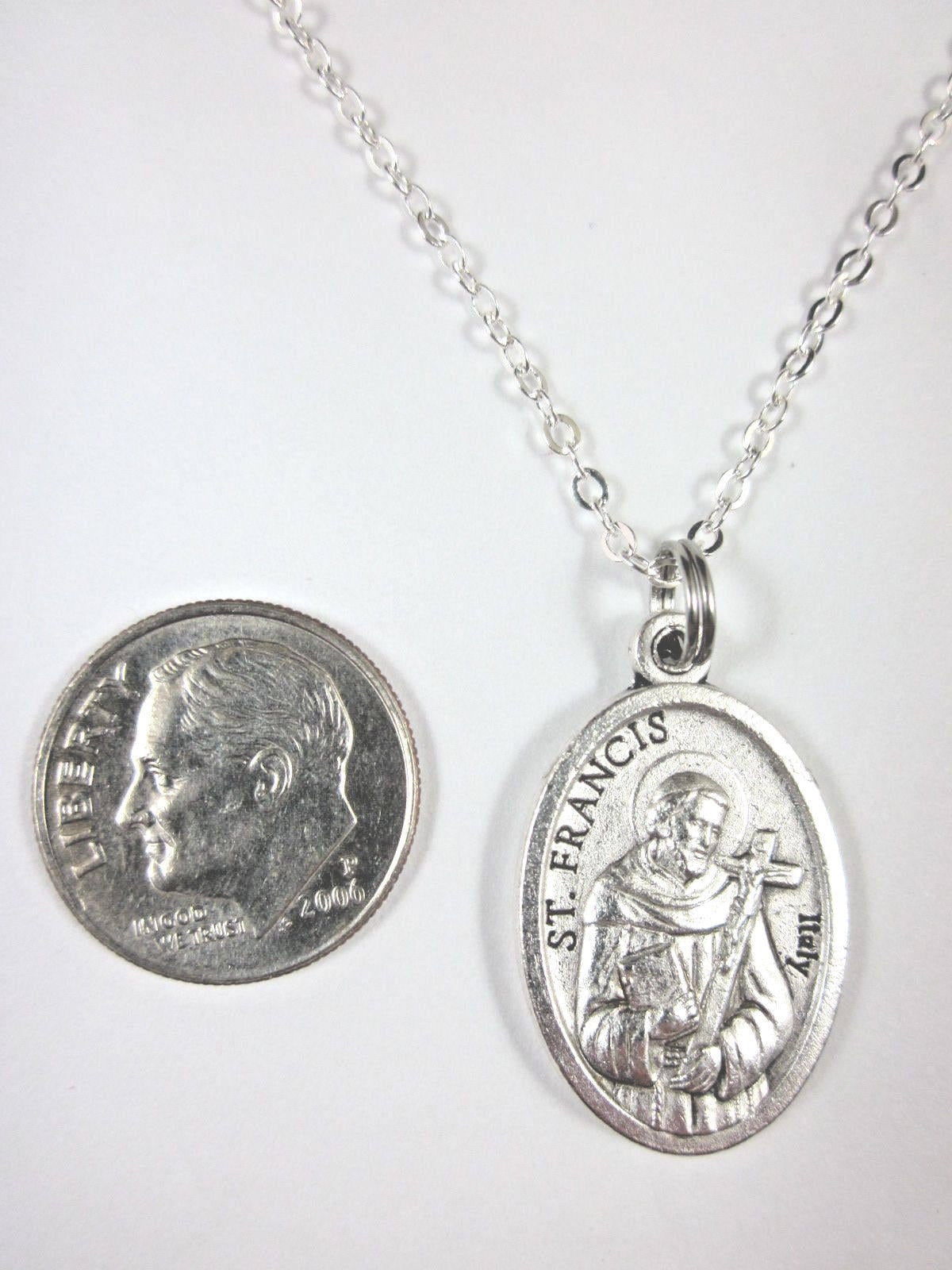 St Francis / St Clare of Assisi Medal Italy Pendant Necklace Ladies 20 ...