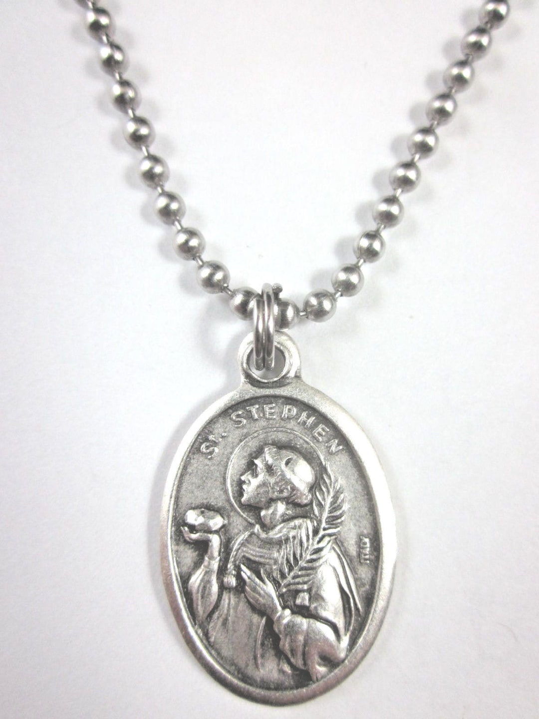 St Stephen Medal Italy Pendant Necklace 24" Ball Chain Gift Box ...