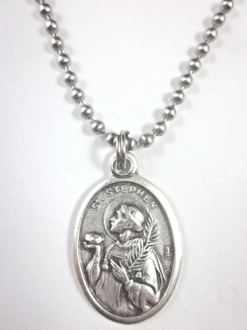 St Stephen Medal Italy Pendant Necklace 24" Ball Chain Gift Box ...