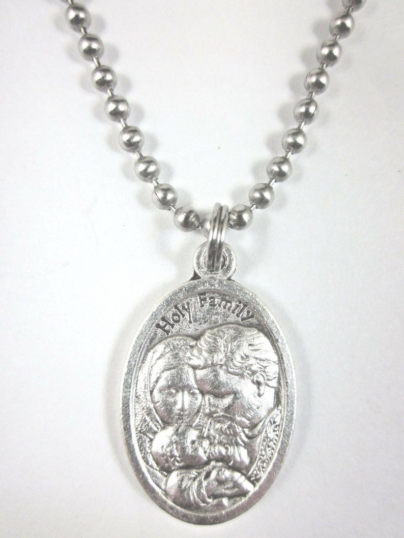 St Joseph / Holy Family Medal Italy Pendant Necklace 24" Ball Chain ...