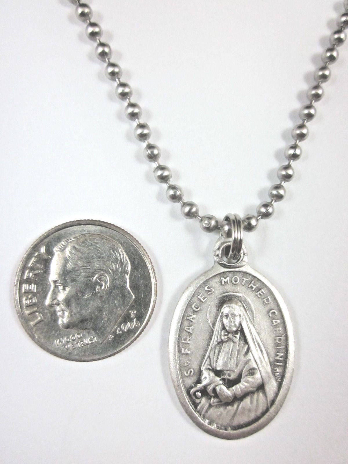St Frances Cabrini /st Francis Xavier Medal Italy Pendant Necklace 24 ...