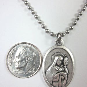 St Clare of Assisi Medal Italy Pendant Necklace 24" Ball Chain Gift Box ...