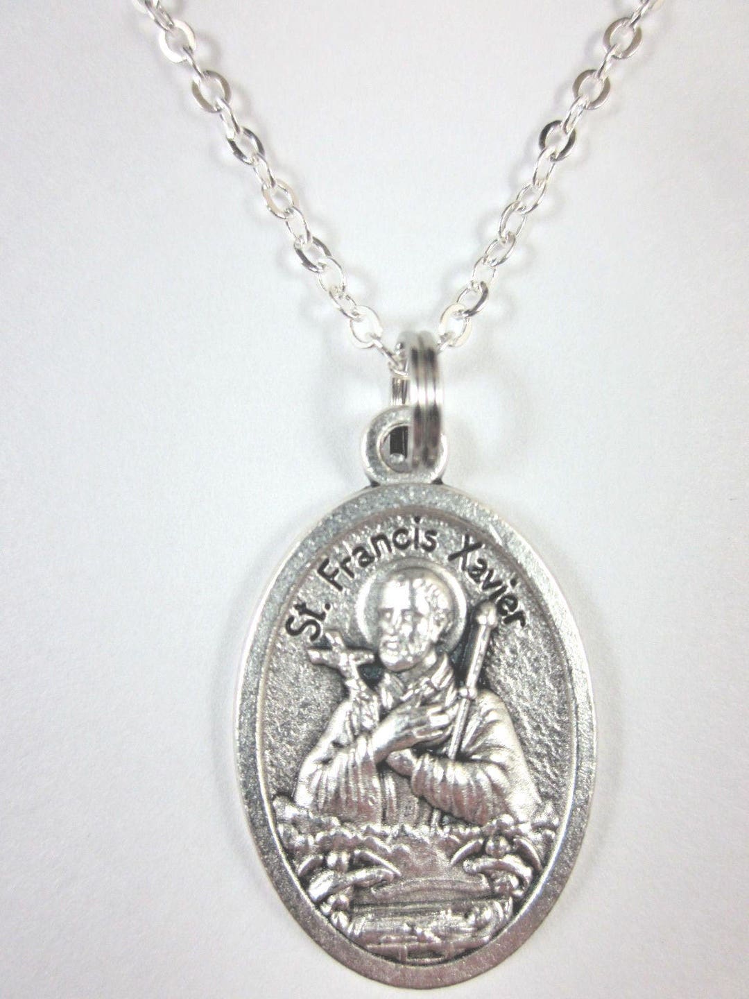 St Francis Xavier Medal Italy Pendant Necklace Ladies 20" Chain Gift ...