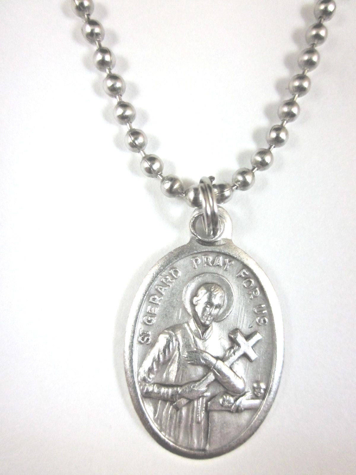 St Gerard Medal Italy Pendant Necklace 24" Ball Chain Gift Box & Prayer ...