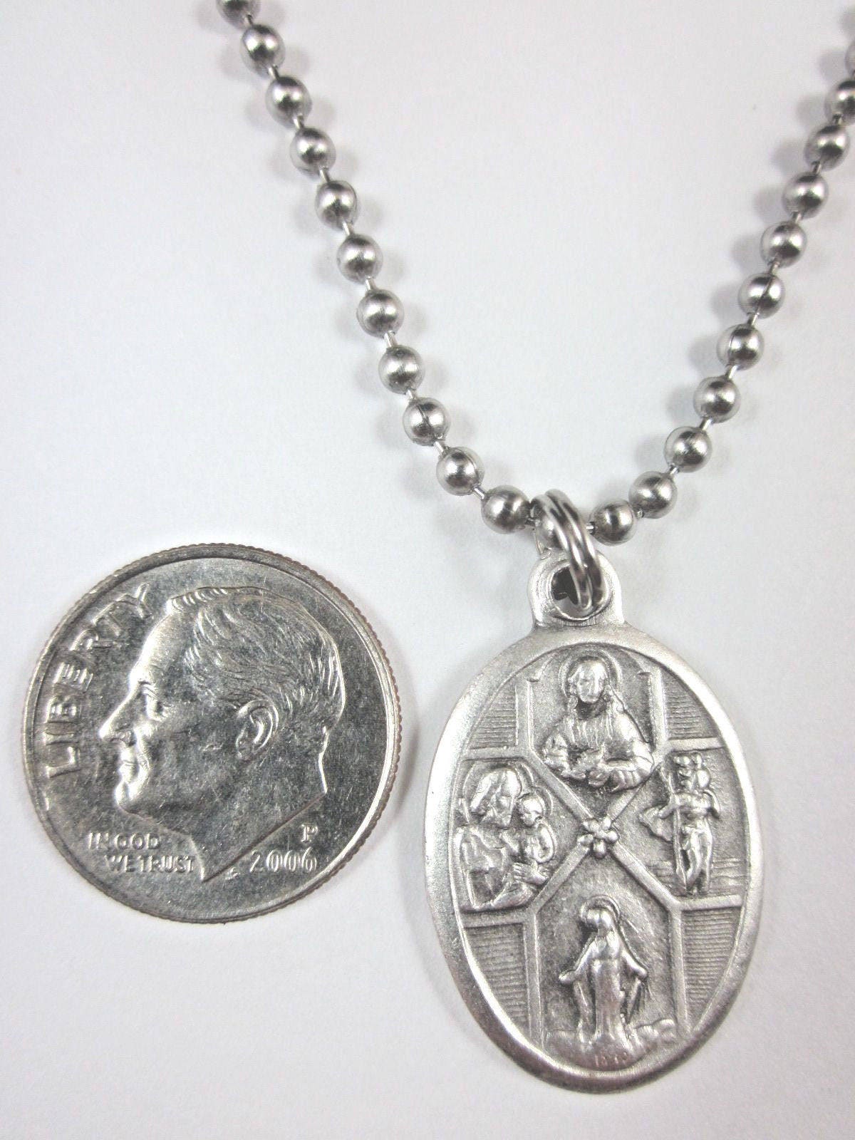Four-way Medal Italy Pendant Necklace 24" Ball Chain Gift Box & Prayer ...