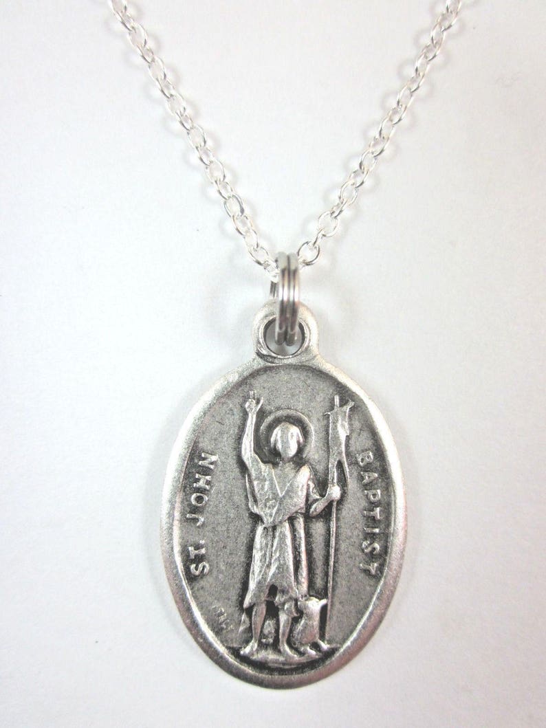 St John the Baptist Medal Italy Pendant Necklace Ladies 20" Chain Gift ...
