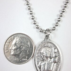 St Sebastian Medal Italy Pendant Necklace 24" Ball Chain Gift Box ...