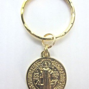 Toon St Benedict goud Italië sleutelhanger w / Gift Box & gebed kaart