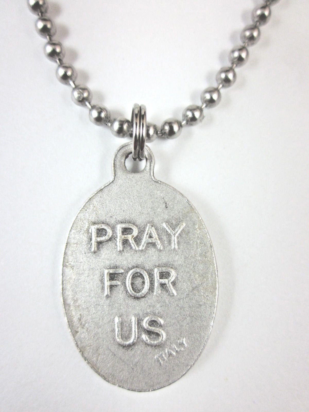 St Agnes of Rome Medal Italy Pendant Necklace 24" Ball Chain Gift Box ...