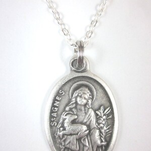 St Agnes van Rome medaille Italië hanger ketting dames 20" ketting geschenkdoos en gebedskaart