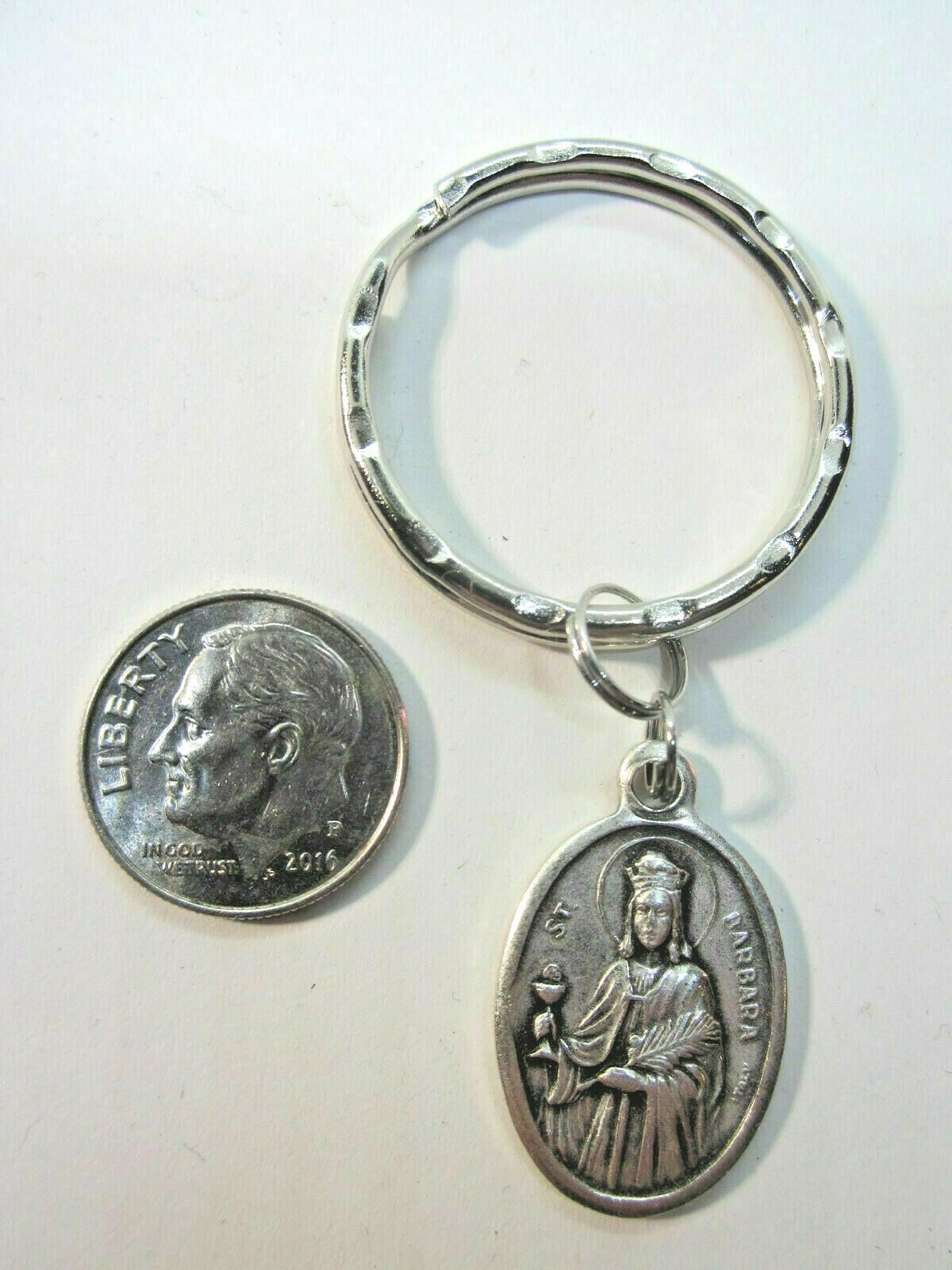 St Barbara Medal Italy Key Ring W/ Gift Box & Prayer Card - Etsy