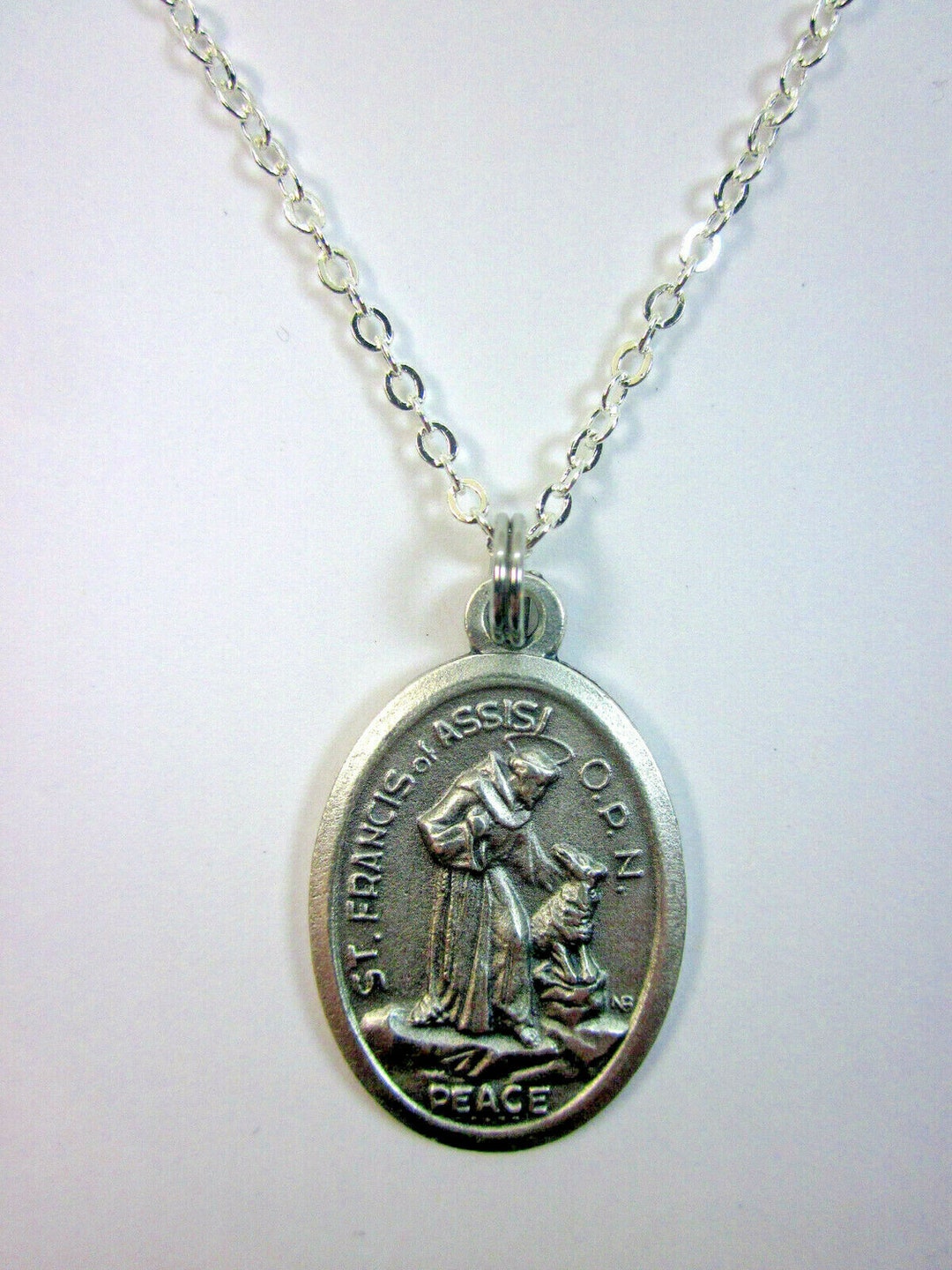 Oversized St Francis With Wolf / Peace Prayer Medal Italy Pendant ...