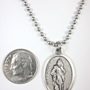 St Florian Medal Italy Pendant Necklace 24" Ball Chain Gift Box ...