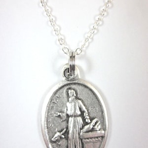 St Luke the Apostle Medal Italy Pendant Necklace Ladies 20&quot; Chain Gift Box Prayer Card