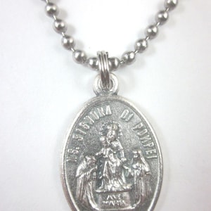 Our Lady of Pompei Medal Pendant Necklace 24&quot; Ball Chain Gift Box & Prayer Card