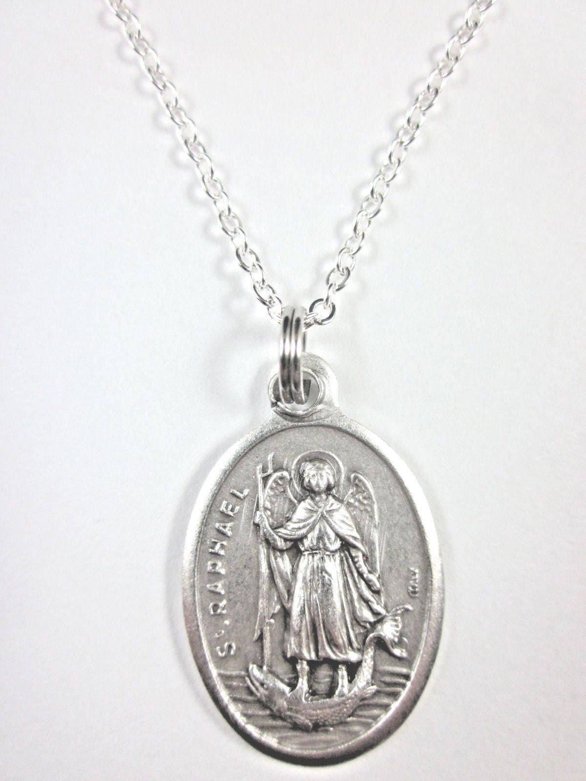 St Raphael the Archangel Medal Pendant Necklace Ladies Etsy