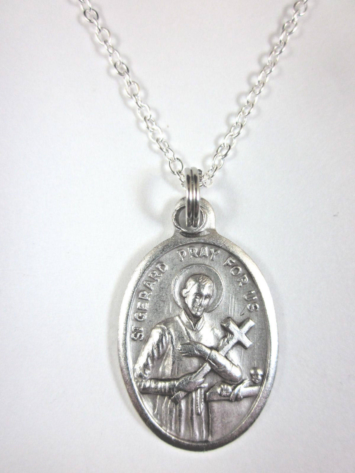 St Gerard Medal Italy Pendant Necklace Ladies 20" Chain Gift Box ...