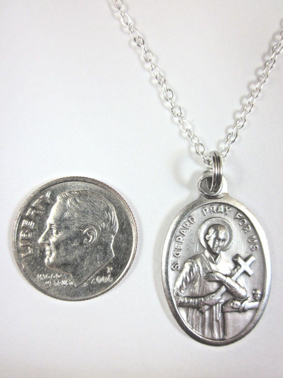 St Gerard Medal Italy Pendant Necklace Ladies 20" Chain Gift Box ...