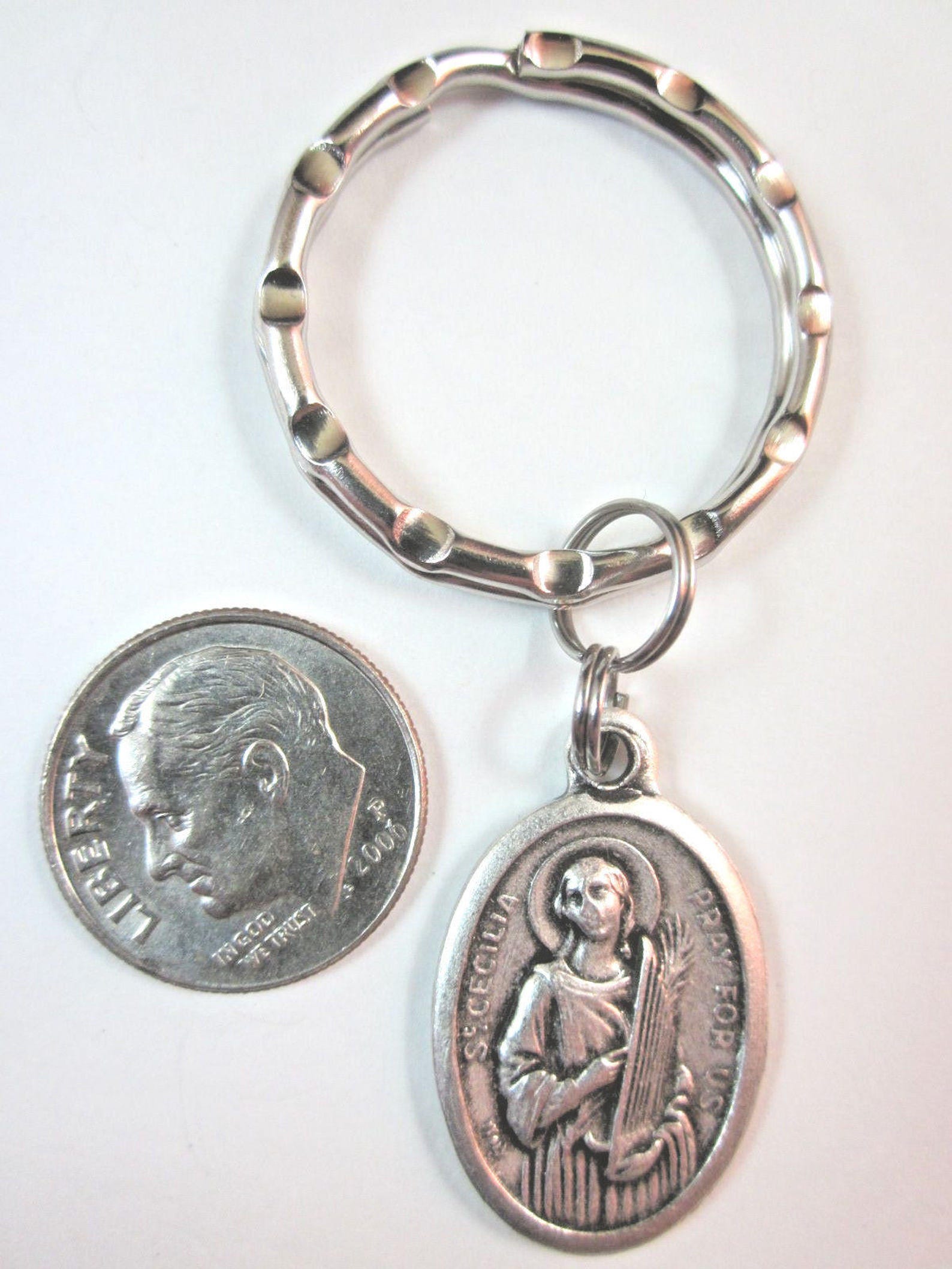 St Cecilia Medal Italy Key Ring Gift Box & Prayer Card - Etsy
