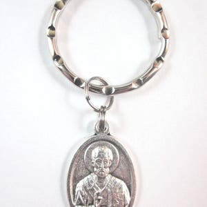 St Nicholas Medal Italy Key Ring Gift Box & Prayer Card