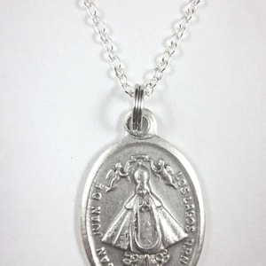 Unsere Liebe Frau von San Juan de los Lagos Medaille Anhänger Halskette Damen 20 &quot;Kette Geschenkbox Gebetskarte
