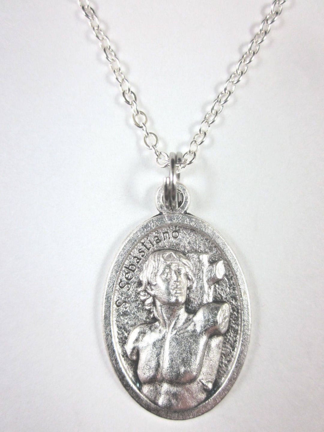 St Sebastian Medal Italy Pendant Necklace Ladies 20" Chain Gift Box ...